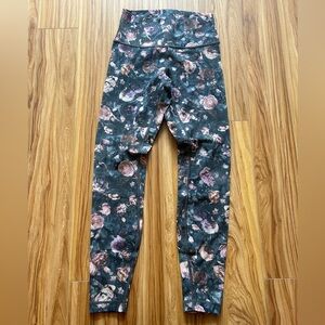 lululemon athletica Floral Leggings - Black and Purple